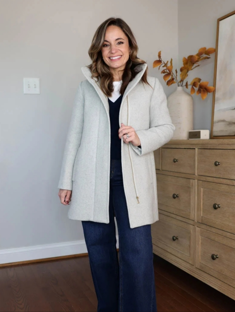 J. Crew City Coat Petite Small Gray Wool Blend Trench Lined Long Coat